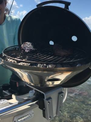 Gas Grill on a Pontoon Boat using the V-Lock Square Rail Kit